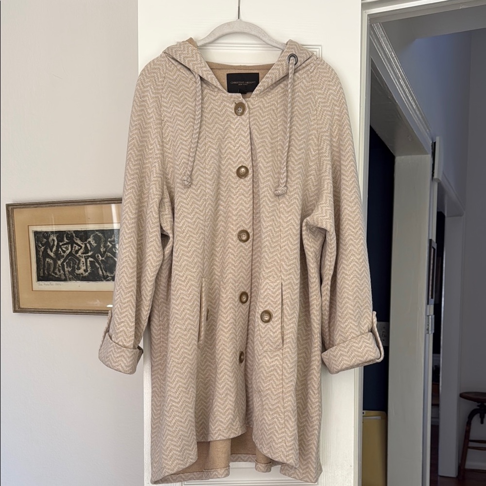 Christian Siriano Beige Hooded Coat